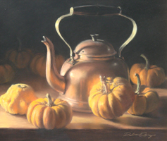 Deborah Bays - "Copper With Pumpkin And Gourd"